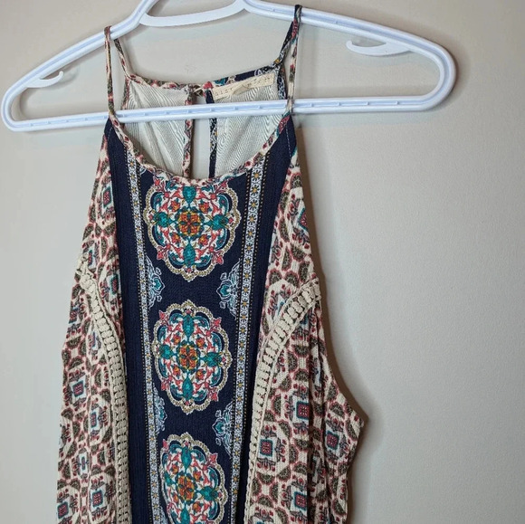 Hint of Mint Boho Navy, Red & Beige Patterned Sleeveless Shift Dress Women XL - Picture 3 of 10